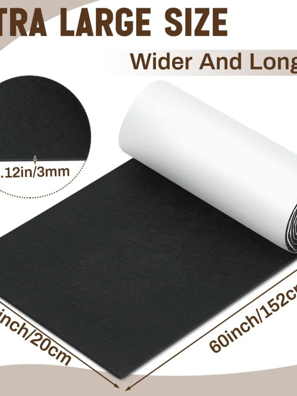 Fullhawl Large Felt Furniture Pads 8 x 60 Inch Non Slip Self Adhesive Heavy Duty